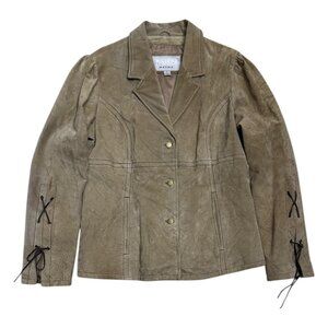 WILSONS LEATHER Suede Luxury Designer Vintage Y2K Tan Jacket Womens Large